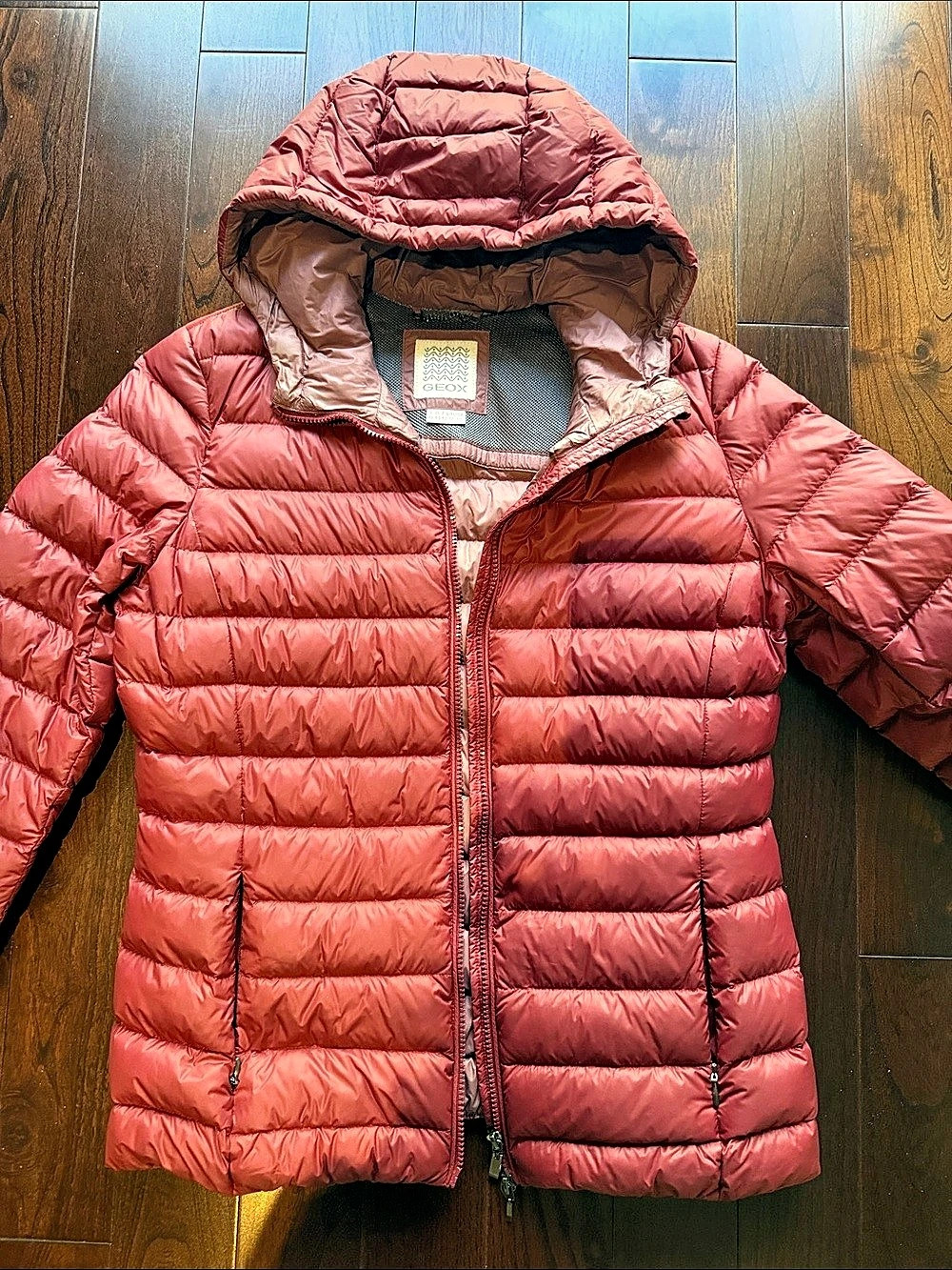 Geox Respira Performance packable Down Puffer Jacket in Red Size 10
